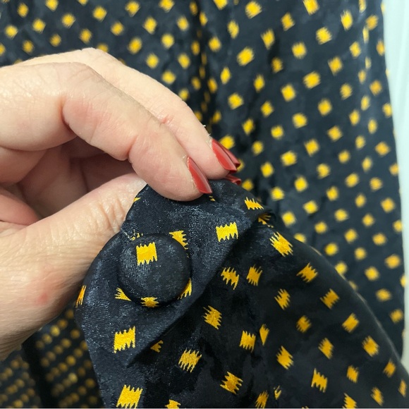 Ms. RUSS Navy and Gold Patterned Blouse - Picture 7 of 8